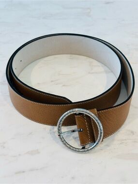 Chico’s Belt Brown Leather and Silver Buckle Women’s Size Large